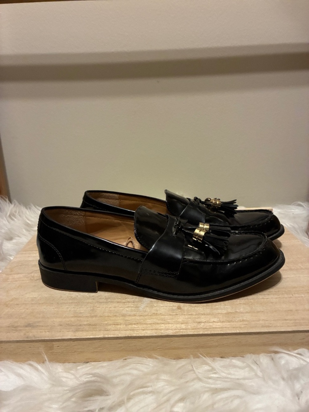 Zara Black Patent Leather Loafers